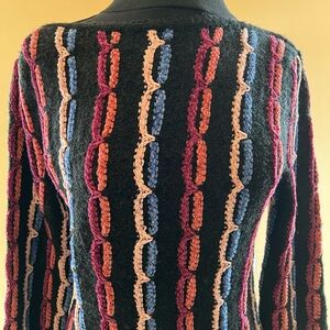 Vintage Chain Knit Striped Women's Sweater